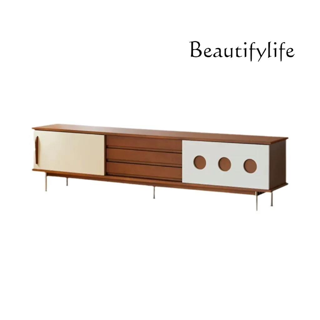 

Boxwood solid wood TV cabinet Nordic retro living room home storage modern small apartment