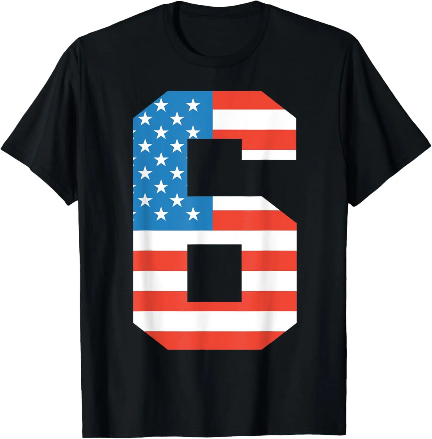 

Fun 6th Birthday US American Flag 4th Of July Boy 6 Year Old T-Shirt