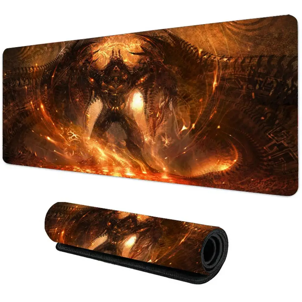 Large gaming mouse padGlowing Wings Warrior design anti-slip rectangular table mat XXL rubber lockedge carpet gaming accessorys