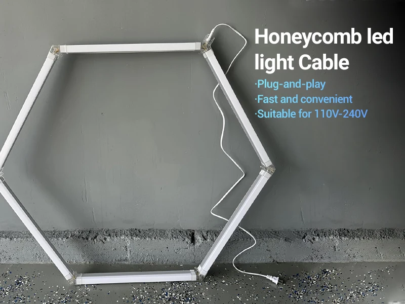 Hexagon LED Light 2-Pin Power Cord with On/Off Switch for HAMRVL Honeycomb Garage Lights & Lighting Systems Replacement Cable