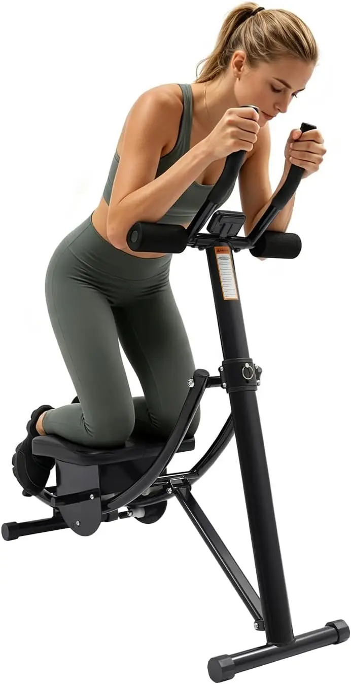 Ab Trainer Machine with 3 Incline Levels, Foldable Core Workout Equipment and Digital Time Display