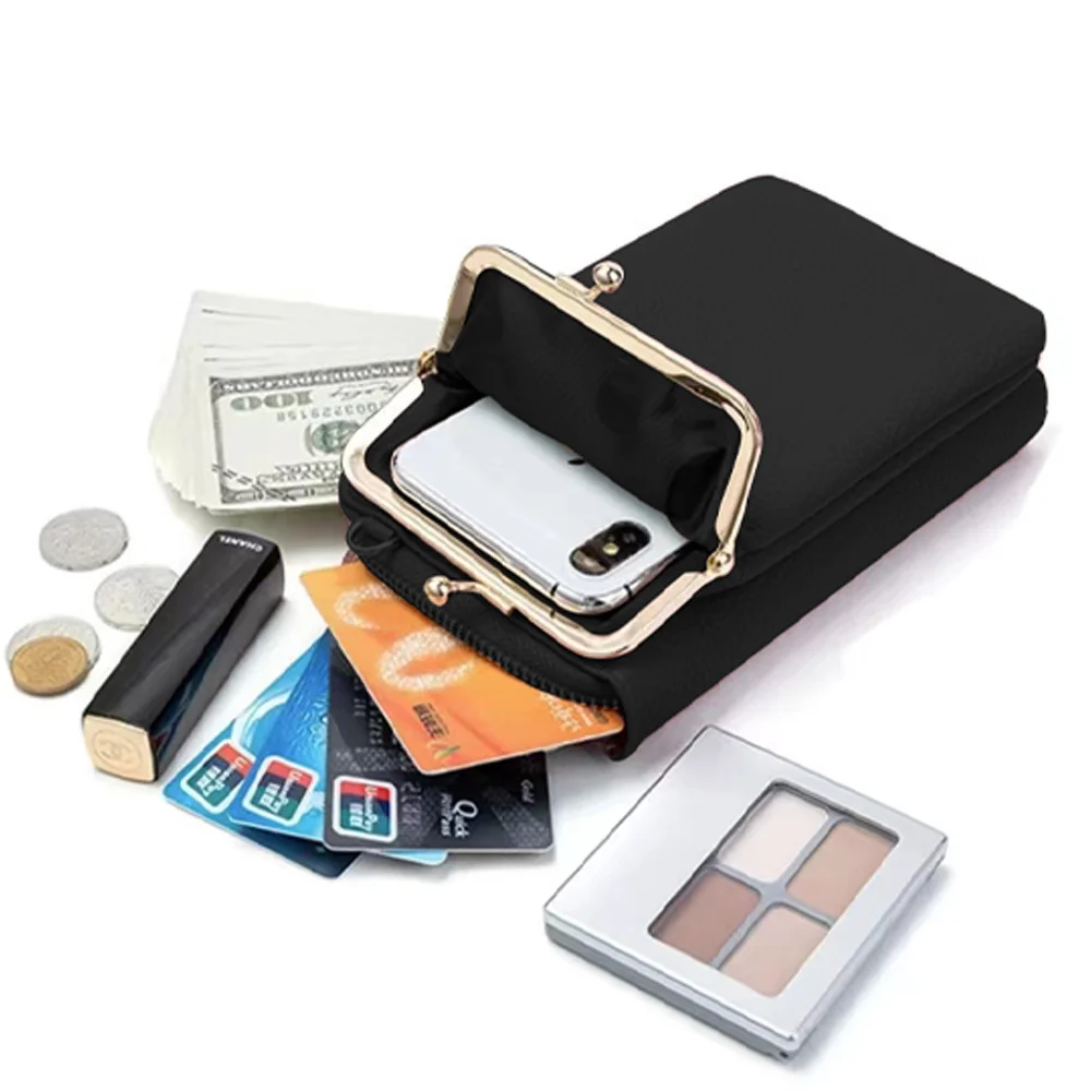 Women's Wallet Shoulder Leather Bags Mobile Phone bag Card Holders Wallet Handbag Mushroom Print Money Pockets Girls Small Bag