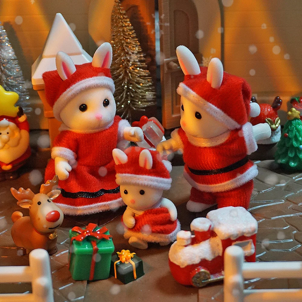 Miniaturmöbel Montage Kaninchen Familie Weihnachten Wohnzimmer Set Kaffeemaschine Sofa Tisch 1:12 Modell Weihnachtsgeschenk