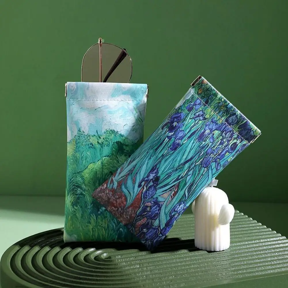 حقيبة نظارات شمسية من الجلد الصناعي للنساء ، طباعة أزهار ، إبداعية ، سماكة ، إغلاق أوتوماتيكي ، غطاء واقي