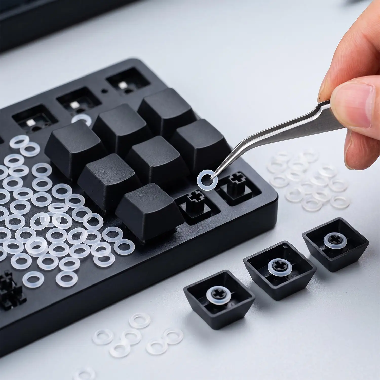 100/50PCS Clear White Black Rubber O Ring Sealing gasket Switch Dampeners Perfect for Mechanical Keyboards & Cherry MX Switches