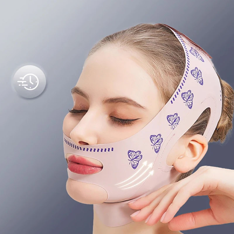 1pc Doppel Schicht Chin Up Maske V Linie Gestaltung Gesicht Masken Gesicht Sculpting Schlaf Maske Gesichts Abnehmen Strap Gesicht heben Gürtel