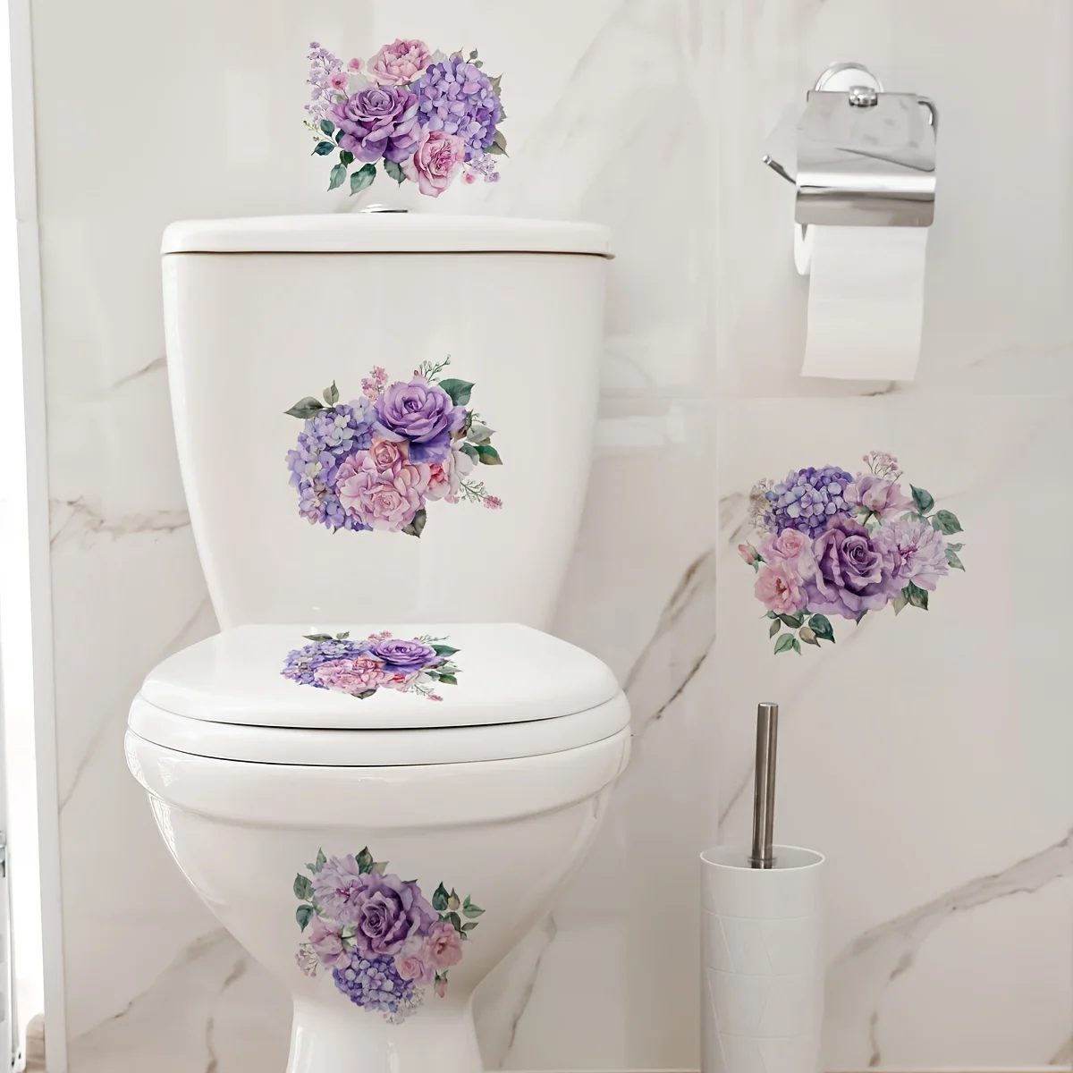 1PC multi-colour rosebud pattern waterproof non-slip self-adhesive bathroom bathroom decorative stickers wash basin stickers