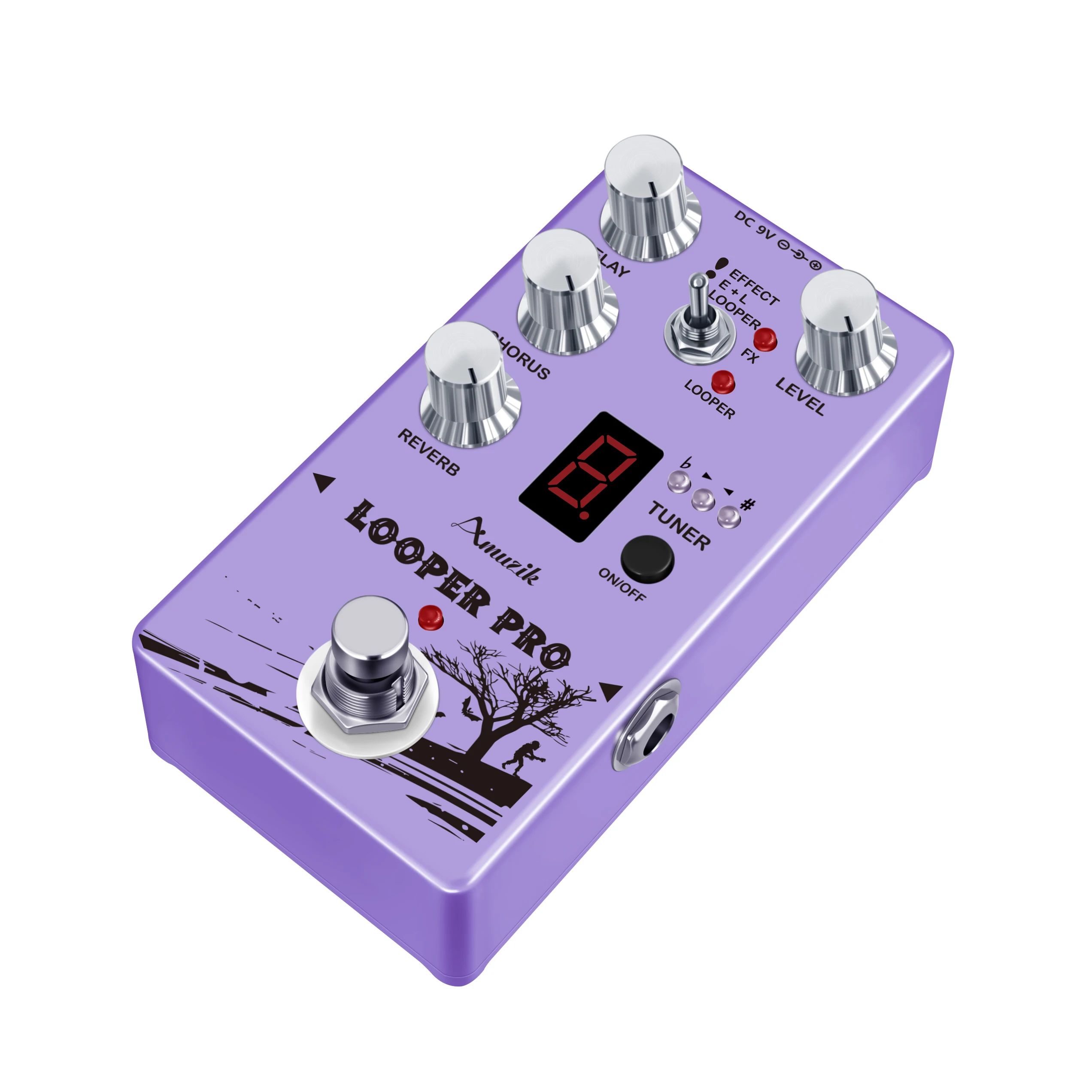 Amuzik Looper Pro Multi-Effect Guitar Pedal Bass Pedal with Reverb Chorus Delay Tuner Looper Effects Combination  RE-V5