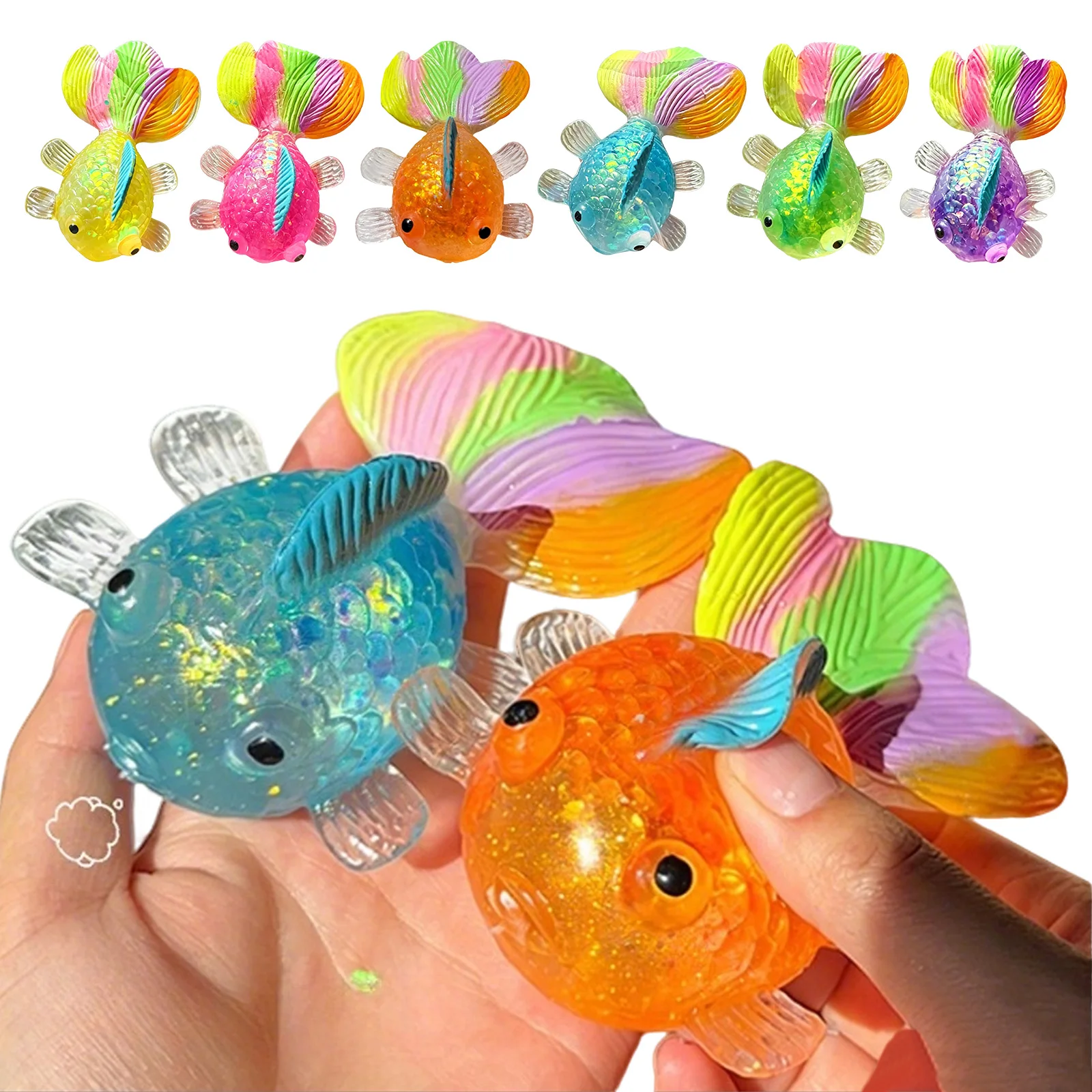 Cartoon Goldfish Squeeze Balls Reusable Creative Gel Sensory Fidget Toys Slow Rebound for Outdoor School Office Commute