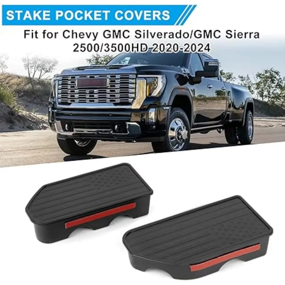

Car Stake Pocket Covers Custom for GMC Sierra Silverado 2019+ National Flag Truck Bed Rail Hole Plugs Stake Pocket Caps Cover