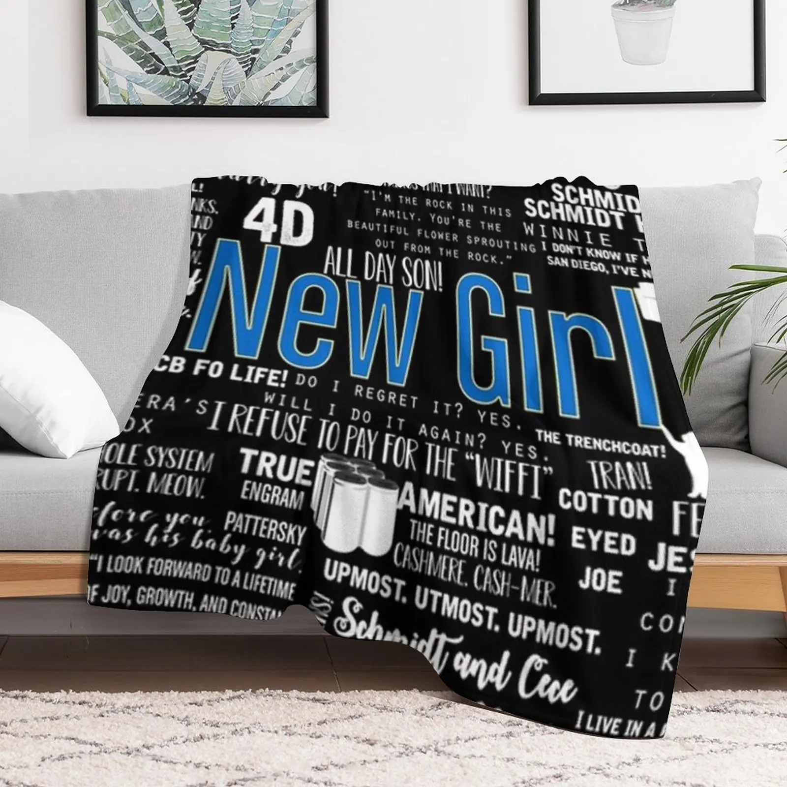 New Girl Memorable Quotes White Font Poster Throw Blanket Thin Beach for sofa Picnic Blankets