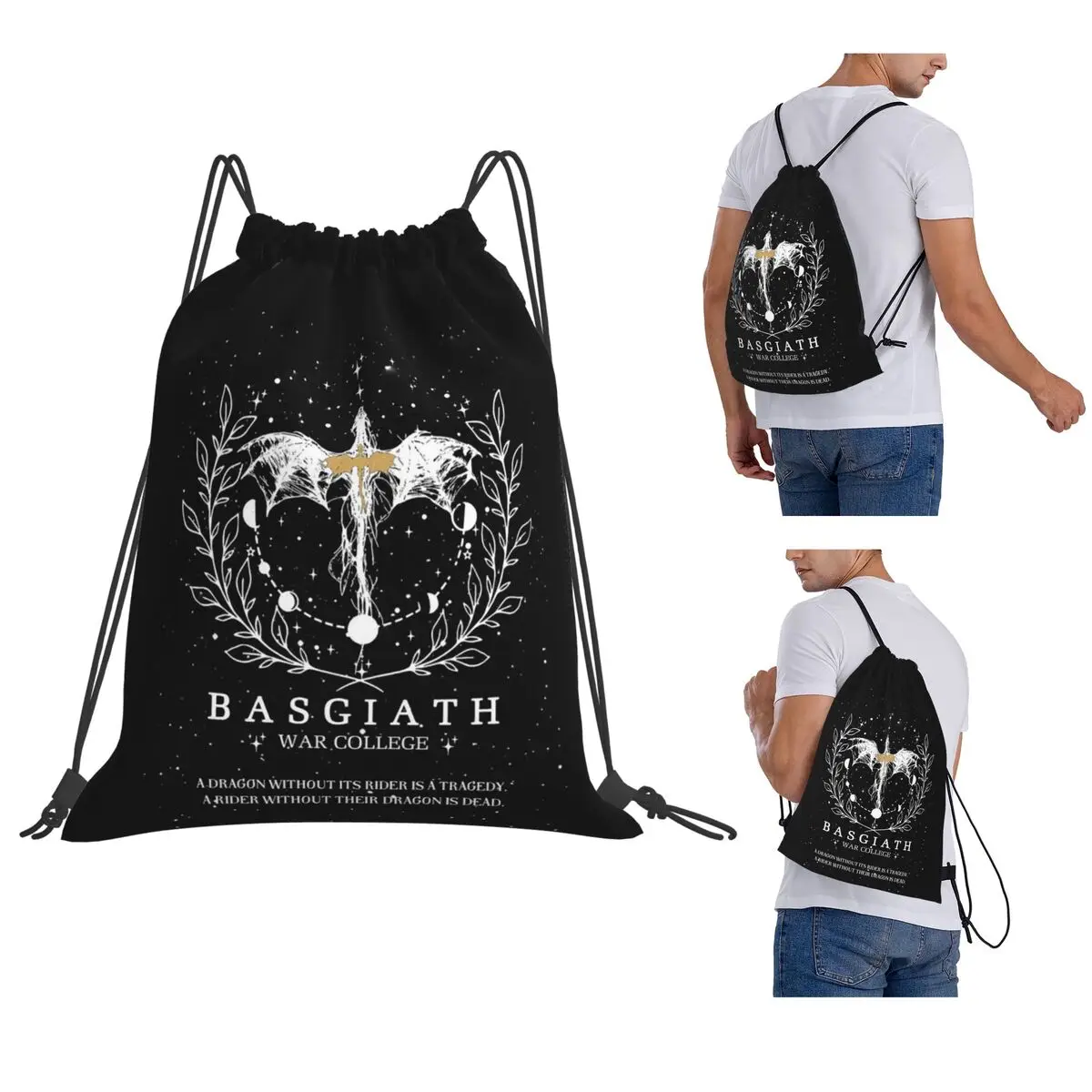 Fourth Wing Basgiath War College Backpacks Multi-function Drawstring Bags Sundries Bag Book Bags for Man Woman School