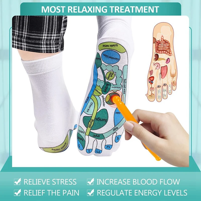 Acupressure Socks In Reflex Zone, Socks With Massage Sticks In Reflex Zone Of Two Feet, Simple Foot Massage In Reflex