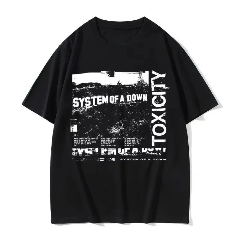 Trendy Y2K System Of A Down Toxicity Tour Distressed Poster Art Print Unisex Graphic Tee 2026-2027 Summer Streetwear Tshirt