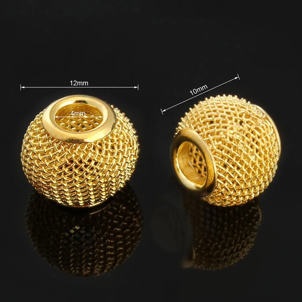 

50Pcs Alloy DIY Spacer Beads Mesh Ball Hollow Style Bracelet Positioning Charms Necklace Pendant Jewelry Accessories
