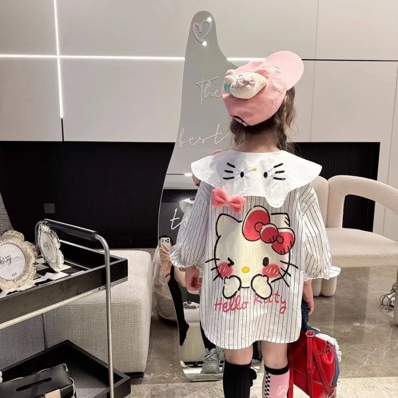 

Kawaii Hello Kitty Sanrio Children Lovely Cartoon Comfortable Shirt Student Long Sleeved Coat Blouse Christmas Gifts for Kids