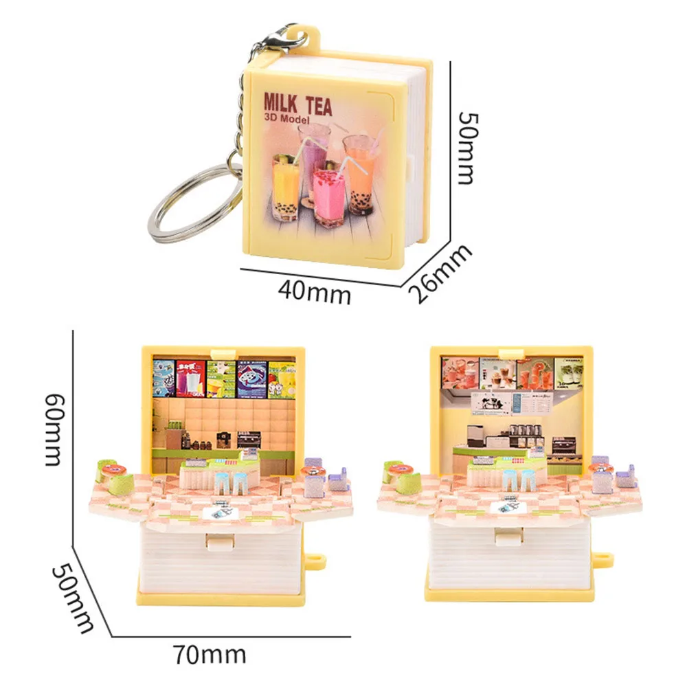 Lovely 3D Folding Books Keychain Stylish Backpack Keyrings Pendant For Key Handbag Decor