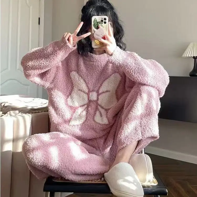 

Комплекты пижам Urban Outfits: женские шерстяные зимние пижамы с длинными рукавами и брюками, теплые, уютные, классические, для дома и сна