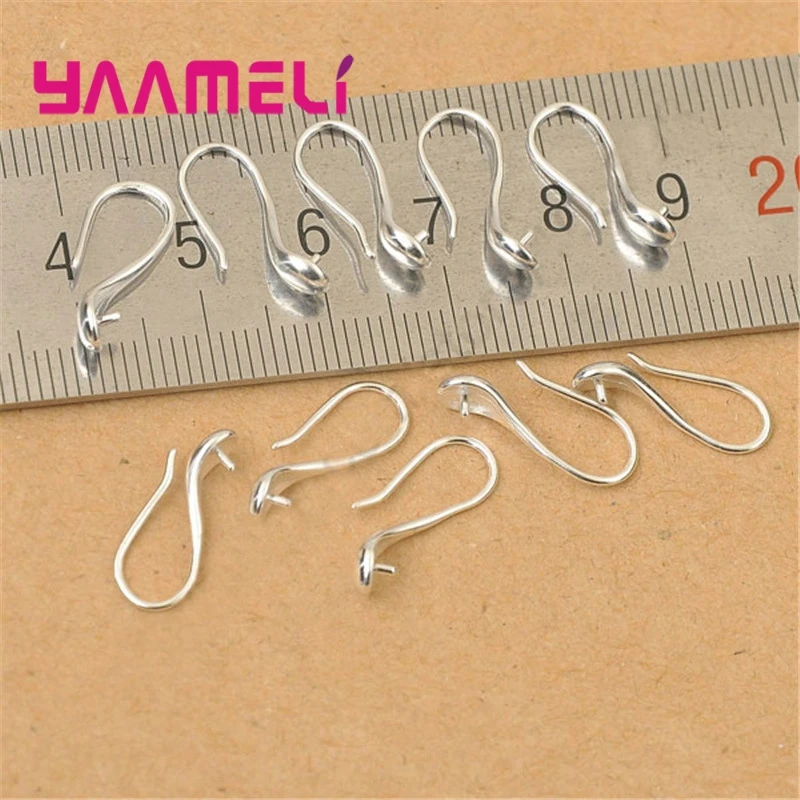 100X Nice Making 925 Sterling Silver Jewelry Findings Slippy Hook Earring Ear Wires Design Crystal Stones Beads