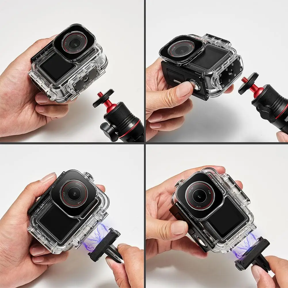 DJI Action 5用60M防水水中ケース、カメラハンドルマウント付き保護ダイビングハウジング、漏れ防止耐衝撃カバー