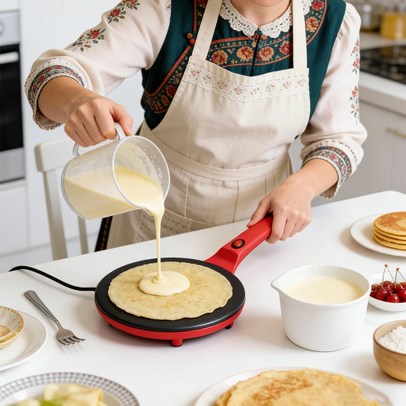 Single-Sided Heating Electric Crepe Maker Household Anti-Scald Handle Non-stick Kitchen Electric Griddle Pancake Machine