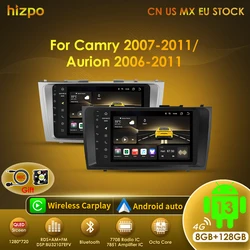 Hizpo Android 13 AI Voice Radio samochodowe Auto Multimedia Dla Toyota Camry 2007-2011 Aurion 2006-2011 Carplay 4G 2din GPS Autoradio BT