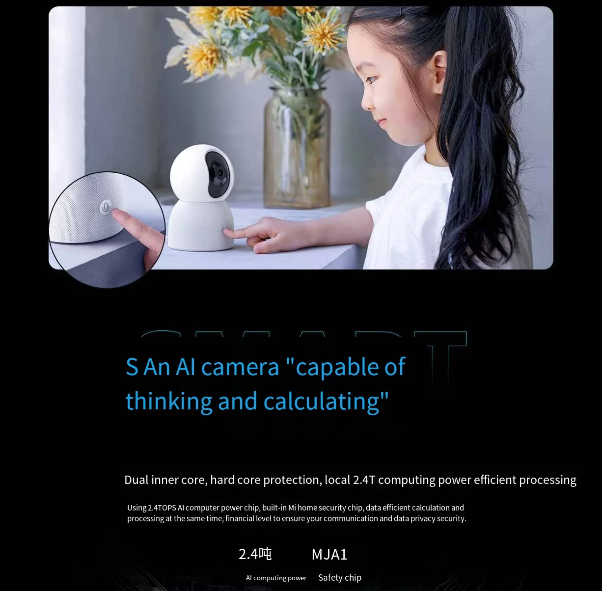 Xiaomi Mijia Smart Camera AI Enhanced 1440P HD 2.4/5G WiFi Pan-tilt Night Vision 360° Video View Baby Cry / Pet Security Monitor