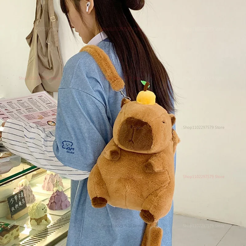 

Kawaii Plush Fur Bag with Capybara Design Cute Small Shoulder Backpack Kids Gifts for Girls and Boys Mini Knapsack Fashion Bag