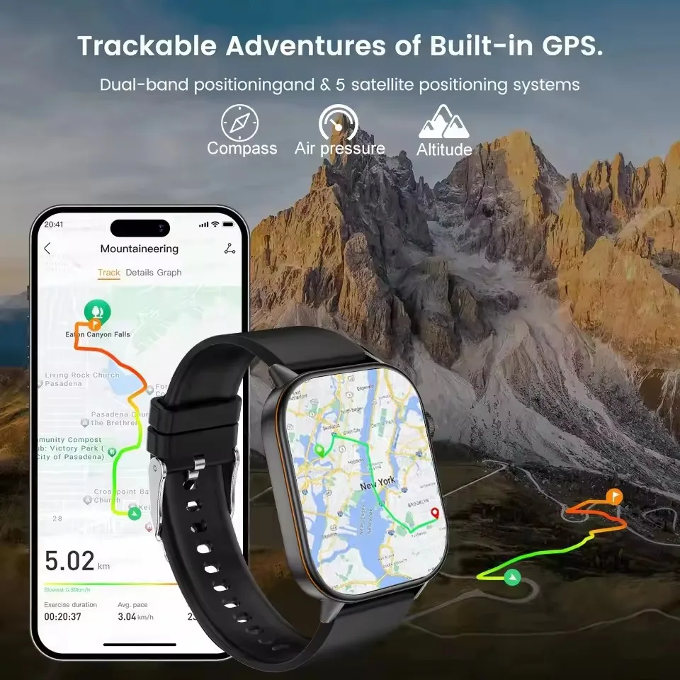 2026 New Outdoor Sports Built in GPS Smart Watch 10ATM Waterproof Compass Clock Bluetooth Call GPS Tracker Smart Watches For Man