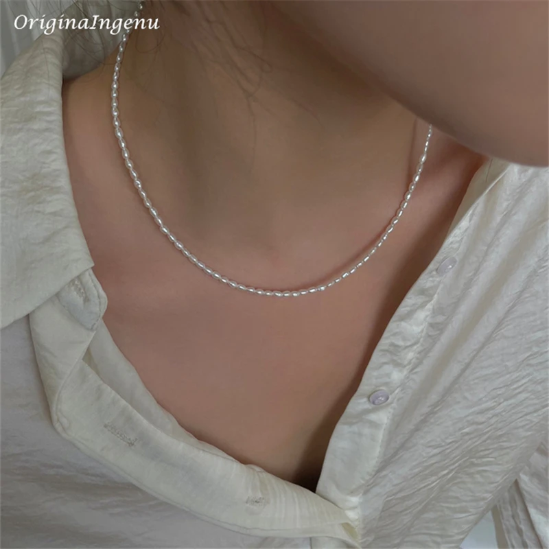 14K Gold Filled Natural Baroque Pearls Necklace Vintage Choker Handmade Pendants Boho Jewelry Gold Tarnish Resist Necklace