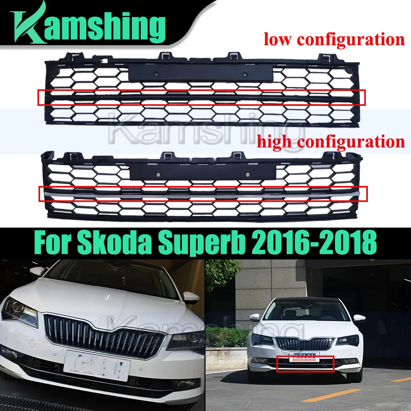 

Car Front Bumper Lower Grille Mask Radiator Grill For Skoda Superb 2016-2018 Racing Grills