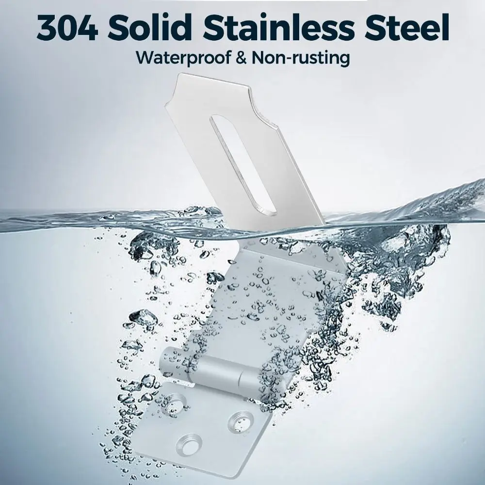 

Durable 90° Padlock Hasp Anti-theft Safety Lock Plate Buckle Stainless Steel Sturdy Clasp Lock Cabinet