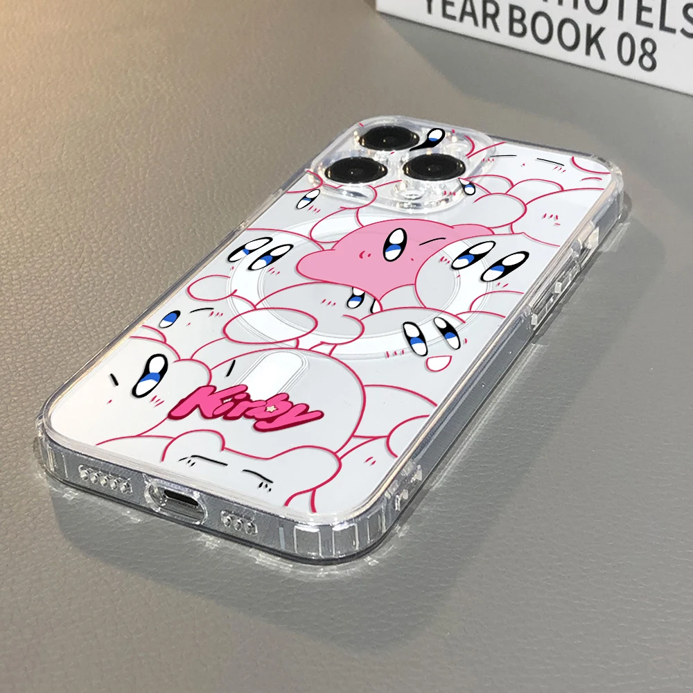 Cute Cartoon K-Kirbys For Magesafe Magnetic Phone Case for iPhone 17 Air 16 15 14 Plus 13 12 11 Pro Max X Xs XR 8 SE Clear Cover view 2