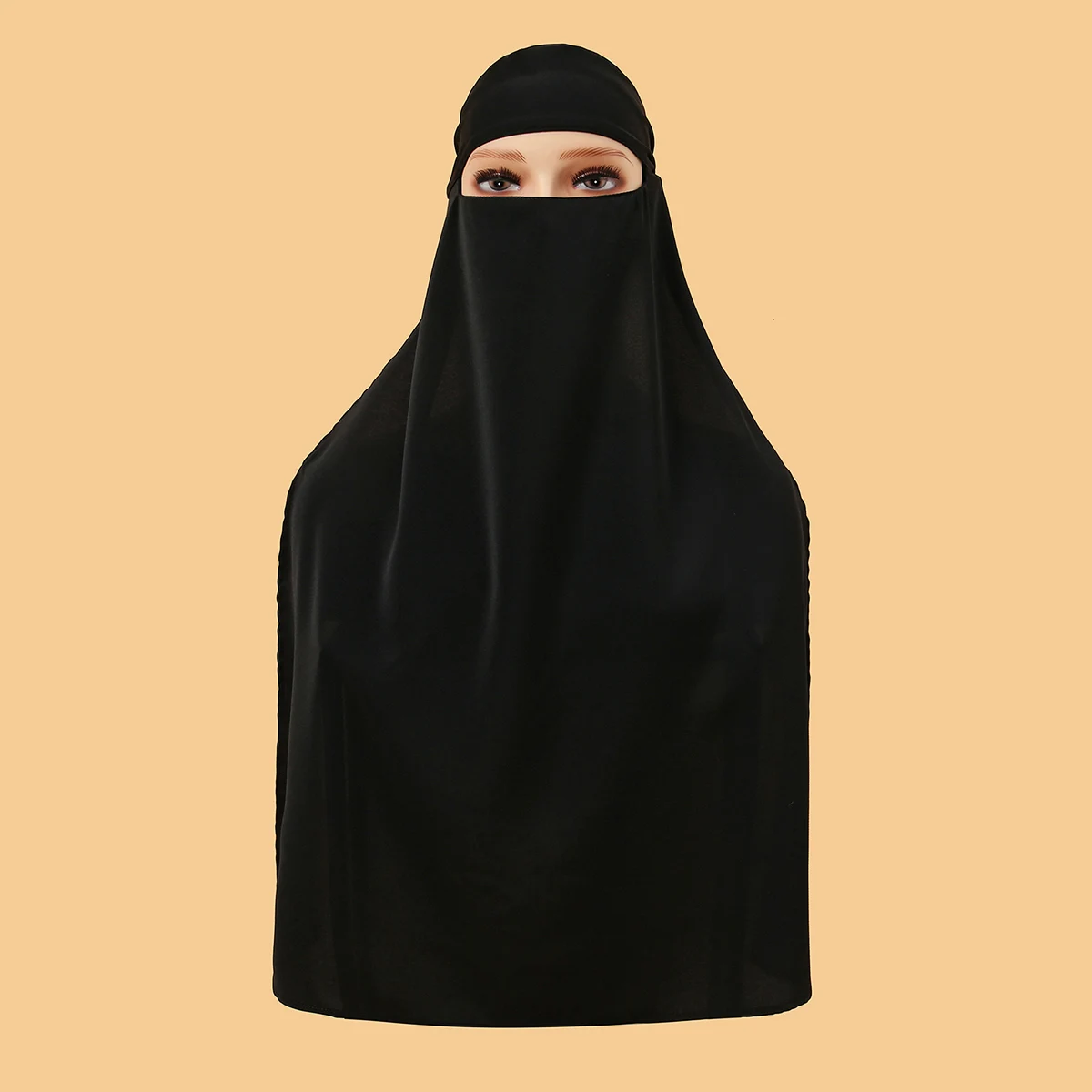 High Quality One Layer Chiffon Hijab Scarf Muslim Face Cover Niqab Hat Pull Islamic Scarf Tie Back Headcover Women Headwrap