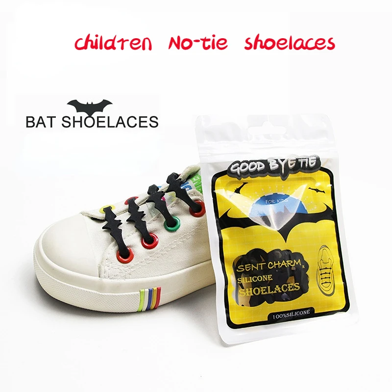 

Elastic Waterproof Silicone Shoelaces Creative and Unique New Silicone Bat Shoe Laces Casual Children's No-tie Silicone Shoelace