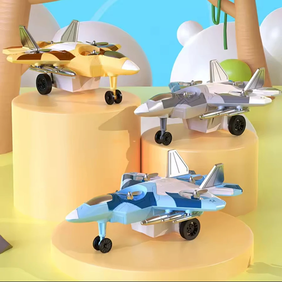 1PCS- Mini Fighter Jet Inertial Sliding Toy Model Pull Back SimEducational Vehicleulation Airplane Toys for Toddler Boy Gift