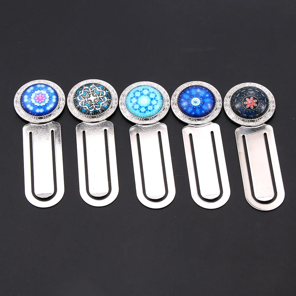 10Pcs/Lot Cute Vintage Bookmark Silver Color Paper Clip Metal Crystal Glass Bckle Bookmark Stationery Book Holder Student Office