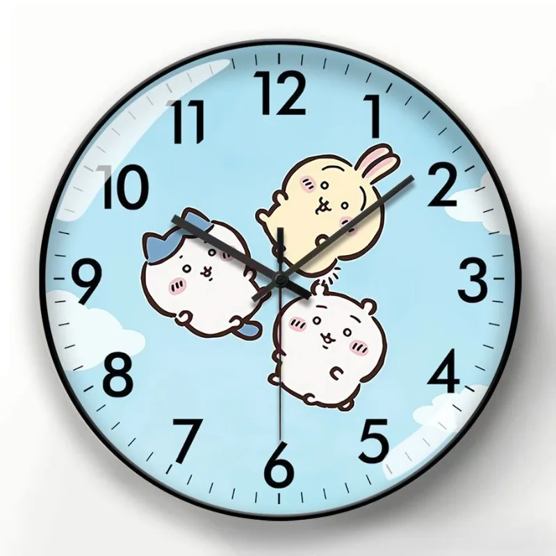 Anime Cartoon Kawaii Chiikawa Clock Hanging Wall Bedroom Porch Mute Accurate Travel Time Clear Pattern Single Face Pointer Type