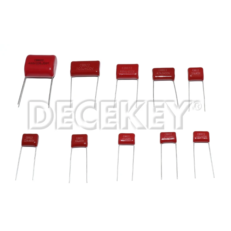 50PCS CBB Capacitor Assortment Kit 400V 10NF-3.3UF 10values Metallized Polyester Film Capacitors KIT DIY