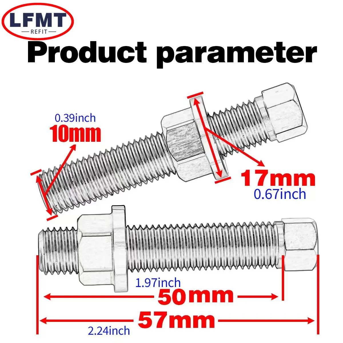 Motorcycle M10x50 Chain Adjuster Bolt Chain Tensioner Screw For KTM EXC EXCF SX SXF XC XCF XC‑W DUKE ADVENTURE Husqvarna GAS GAS