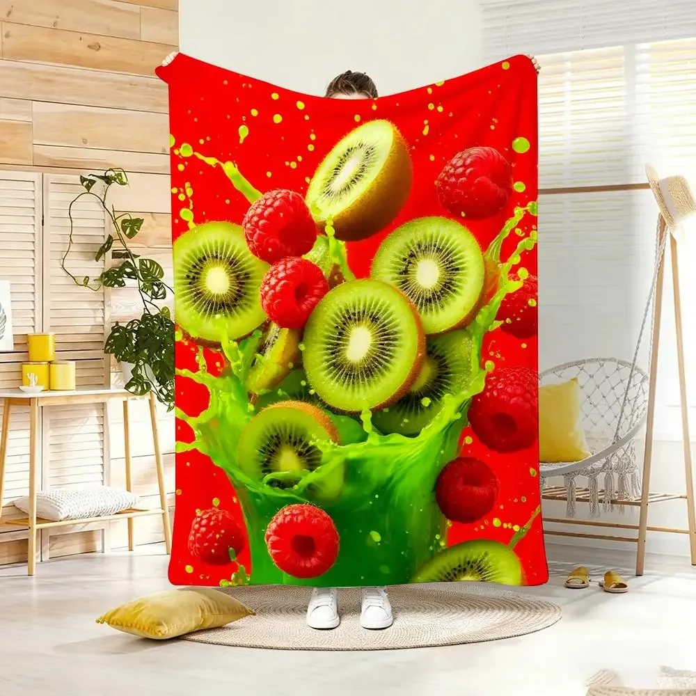 Multicolored Art Print Raspberry Throw Lightweight  Flannel Blanket Soft Skin-friendly for Summer Cooling