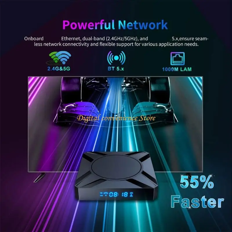 97QA S905X5M 2.4G Wifi متوافق مع 4K مساعد التحكم عن بعد مشغل الوسائط صندوق علوي ذكي يتدفق 4G 32G