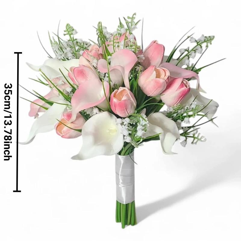 الأبيض الاصطناعي زنبق الكالا باقة الزفاف الزفاف عقد باقة الزهور وصيفه الشرف زهور الزفاف اكسسوارات الزفاف #3