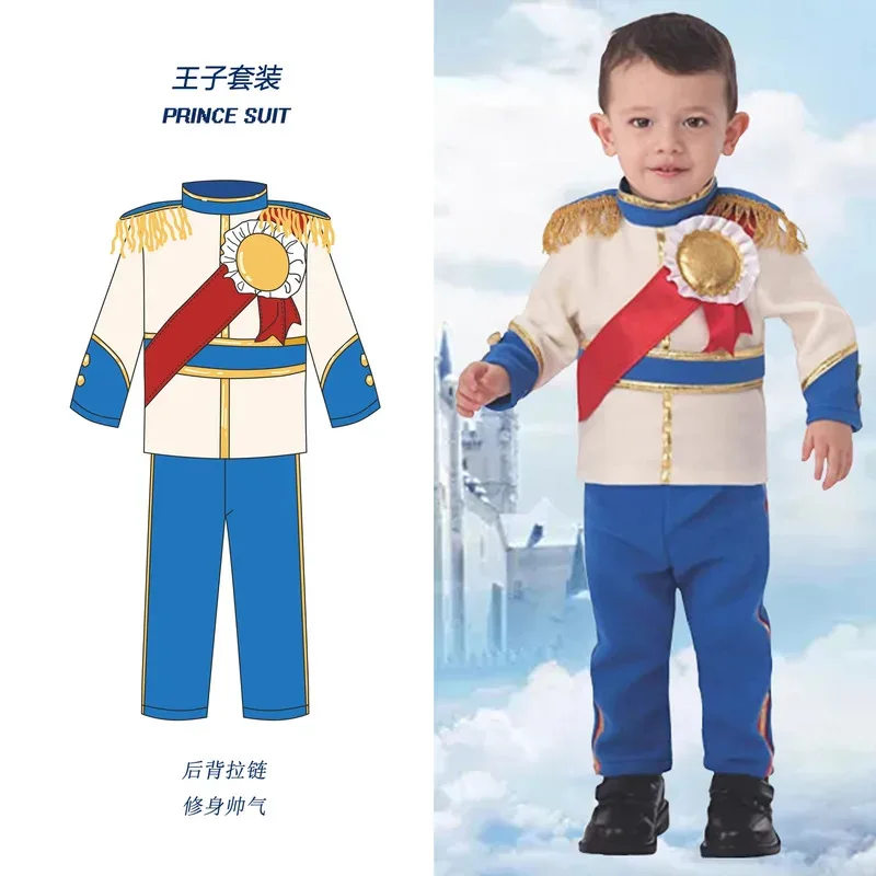 az15 مجموعة ملابس الأطفال طفل الفتيان الطفل زي هالوين اللعب المسرحية ملابس تنكرية للحفلات الأمير الساحرة تأثيري الملبس