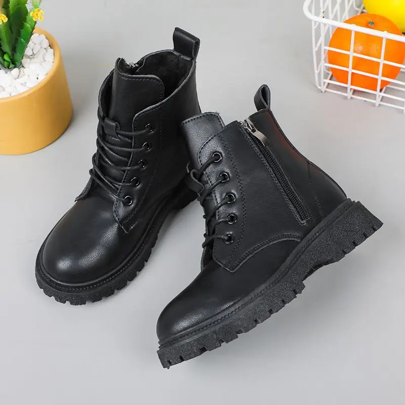 Fashion Children's Boots Girls Boots Non-Slip Warm Autumn Winter Kids Shoes Black 3 4 5 6 7 8 9 10 11 12T