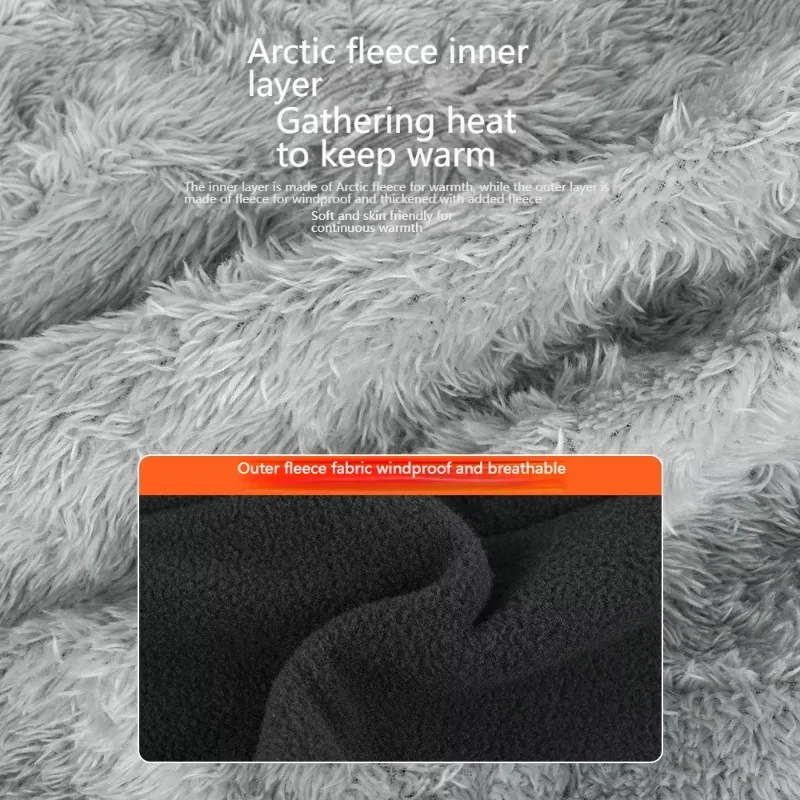 Integrierte Winter-Kopfbedeckungsmaske mit Nackenschutz, mit Fleece gefüttert, verdickt, warm, Wärmespeicher, winddicht, gemütlich, atmungsaktiv