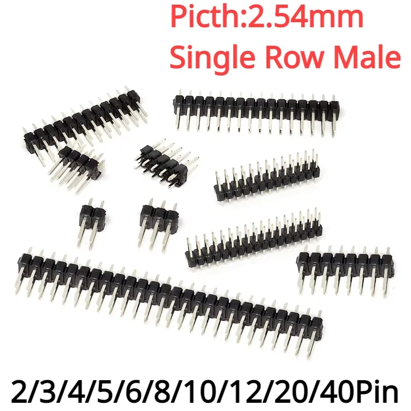 50/20/10Pcs 2.54mm Single Row Male 1/2*40P PCB Board Pin Header Connector Strip Pinheader 2/3/4/5/6/8/10/12/20/40Pin For Arduino