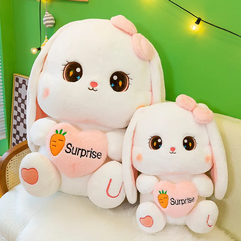 30/40/50CM Kawaii Long Ear Rabbit Plush Pillow Big Size Bunny Dolls Stuffed Soft Animal Cushion Girls Kids Birthday Xmas Gifts