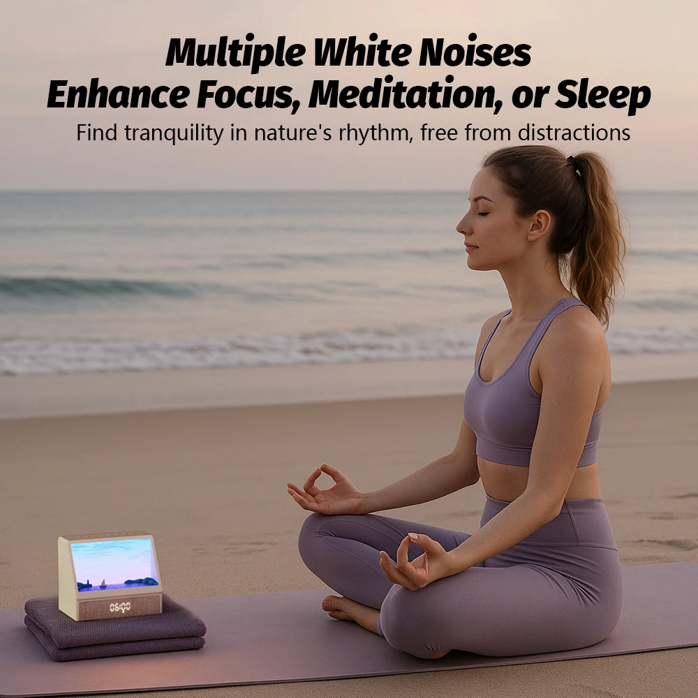 ลำโพงบลูทูธ Sunrise Wake Up Light พร้อมรีโมทคอนโทรล ปรับความสว่างได้ นาฬิกา LED เสียง White Noise ไฟกลางคืนสำหรับห้องนอน ของขวัญสำหรับเด็ก