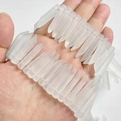 Matte White Glass Quartz Sticks Beads Top Driled Glass Crystal Stick Pendants DIY Crown Necklace Jewelry Making 15
